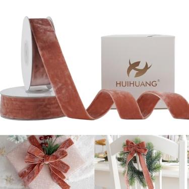 Imagem de HUIHUANG Fita de veludo 2,5 cm ouro rosa dupla face grossa fita de veludo para enfeites de árvore de Natal, embrulho de presente, decoração de guirlanda, laços, artesanato, decoração de casamento - 10