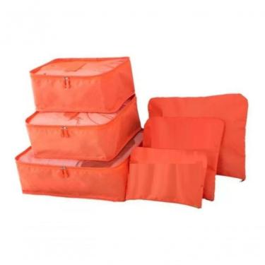 Imagem de Organizador De Mala 6 Pçs Necessaire Viagem Bolsa Saco Laranja