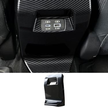 Imagem de Treesiche Capa antichoque de saída de ar traseira de fibra de carbono ABS para acessórios Crosstrek e Impreza 2024 2025, caixa de apoio de braço de fibra de carbono protetor de tomada CA para