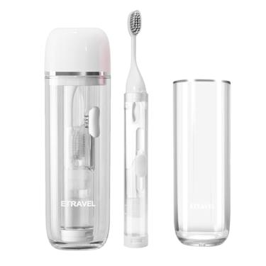 Imagem de JOUGE Conjunto de escova de dentes dobrável para viagem, 3 em - 1, com copo de higiene dental, recipiente de pasta de dentes, escovas de dentes dobráveis portáteis para acampamento, caminhadas