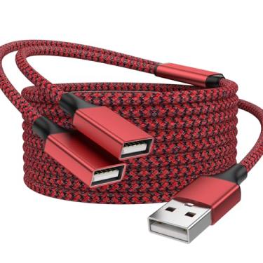 Imagem de POHFP Divisor USB 2 em 1 de 9 m, cabo de extensão macho para 2 fêmeas, suporta carregamento e transferência de dados para TV/PC/laptop/MacBook/teclado/PS4/PS5/Flash Drive/PlayStation/laptop/LED etc