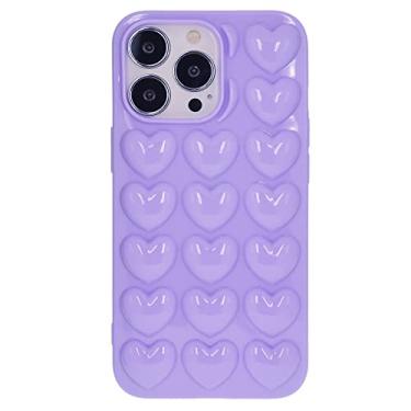 Imagem de DMaos Capa feminina para iPhone 13 Mini, 3D Pop Bubble Heart Kawaii, linda feminina para iPhone13 Mini 5,4 polegadas - lavanda