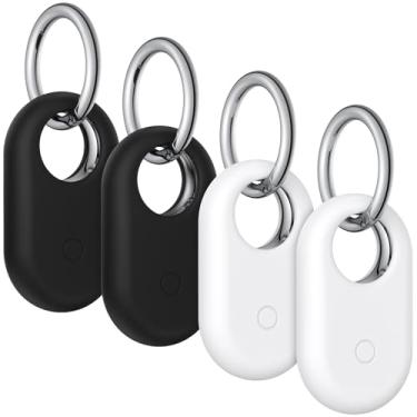 Imagem de Pacote com 4 capas para Samsung Galaxy SmartTag2, capa de silicone macio com chaveiro, capa protetora antiperda resistente a arranhões, acessório para Samsung Galaxy Smart tag2