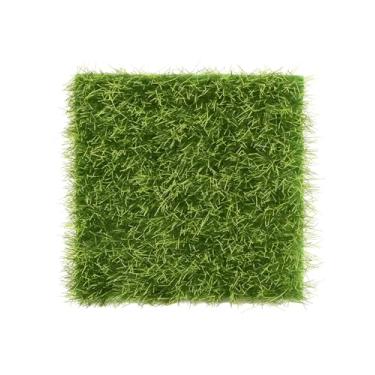 Imagem de SEEK RARE 1 peça de decoração de grama falsa 30 x 30 cm, acessórios de jardim de fadas, miniatura, tapetes quadrados de grama artificial para decoração de casa de bonecas, kit de decoração de jardim