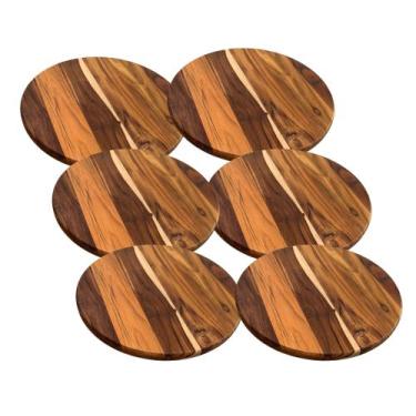 Imagem de Kit 6 Tábuas 50Cm De Madeira Teca Para Cortar E Servir Pizza - Brasa S
