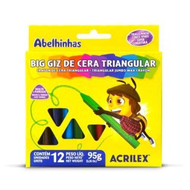 Imagem de Giz De Cera Jumbo 12 Cores Big Triangular 95G - ACRILEX
