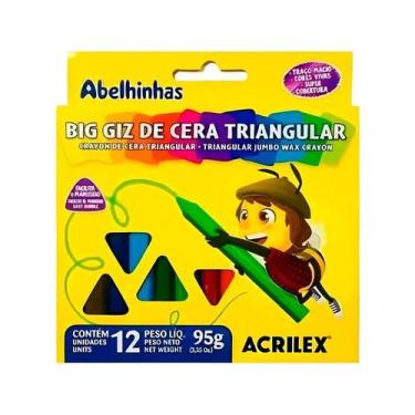 Imagem de Giz de Cera Triangular Acrilex 12 Cores 95g