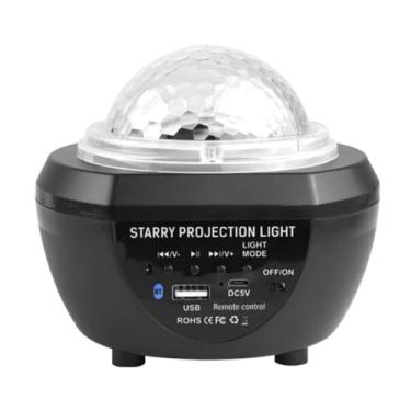 Imagem de Luminária Abajur Projetor de Galáxias Estrelas Universo no Teto RGB com Som Bluetooth Recarregável (Preto)