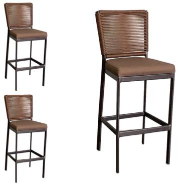 Imagem de Kit 3 Banquetas para Balcão Cozinha Churrasqueira Moderna de Alumínio - Aluminium Decor (Marrom)