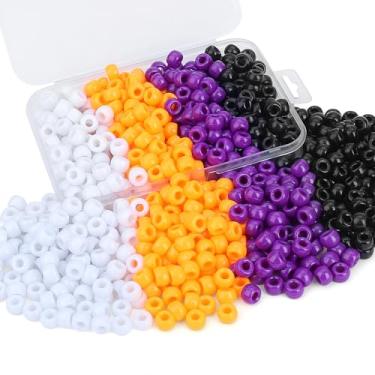 Imagem de XIANNVXI Contas de pônei de Halloween, 500 peças, preto, branco, laranja, roxo, para pulseiras, tranças, artesanato, colar de amizade