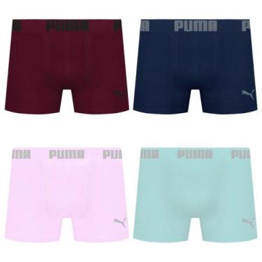 Imagem de Kit 4 Cuecas Puma Boxer Sem Costura Masculina, Marinho, Rosa, G