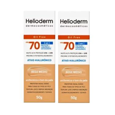 Imagem de Kit 2 Protetor Solar Helioderm Facial Fp70 50g Bege Médio - Kley Hertz