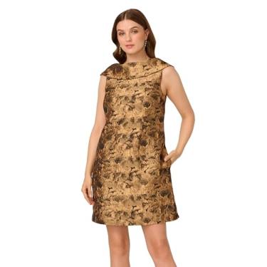 Imagem de Adrianna Papell Vestido feminino com gola de viés, Dourado/preto, 52