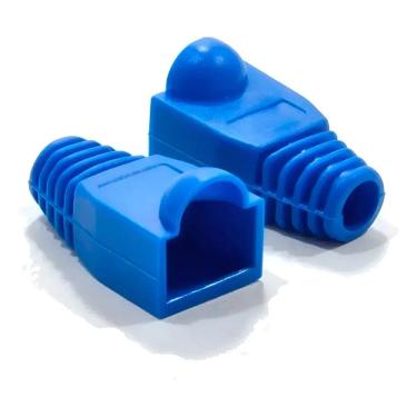 Imagem de Kit 100 Capas Protetoras P/conector Rj45 Utp Cat5 Cat6 Azul