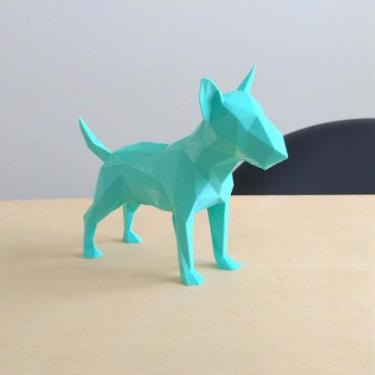 Imagem de Bull Terrier - 10 Cm De Altura / Cachorro Decorativo - Toque 3D, Azul 