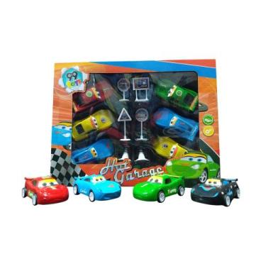 Imagem de Kit 6 Carrinhos em Miniatura de Fricção McQueen Relâmpago Com Placas e