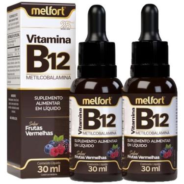Imagem de  Vitamina B12 Metilcobalamina Em Gotas 2 Frascos 30ml Sabor Frutas Ver
