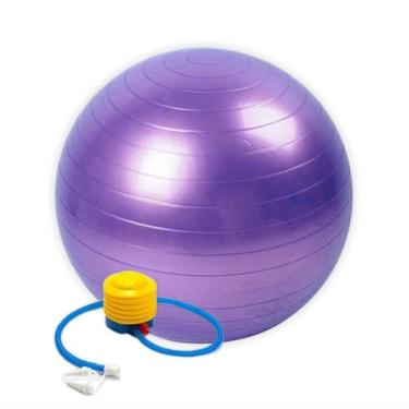 Imagem de Bola de Pilates Suíça, 55cm, PVC Antiestouro, Suporta até 150kg, com Bomba de Ar