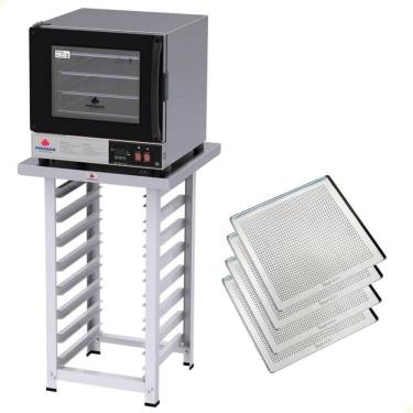 Imagem de Kit Forno Turbo Elétrico Progás Plus Digital 220V Com Mesa PRP-004 E 4 Bandejas Imeca