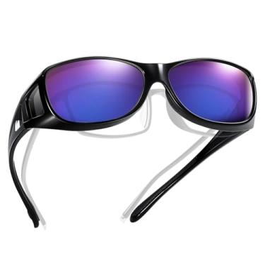 Imagem de TINHAO Óculos de sol para homens, ciclismo, condução, pesca, polarizado, 100% de proteção UV (preto, azul)