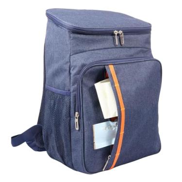 Imagem de Mochila térmica de 20 L, impermeável, leve, dividida, quente/frio, bolsa para freezer para piquenique, churrasco, passeio autônomo (azul marinho)