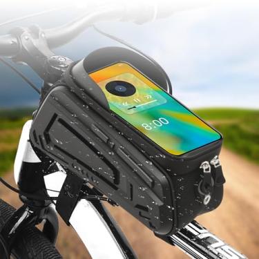 Imagem de Capa para celular de EVA para bicicleta, bolsa à prova d'água com moldura frontal de bicicleta, bolsa sensível ao toque de TPU sensível ao toque, suporte de telefone de bicicleta, zíper duplo para