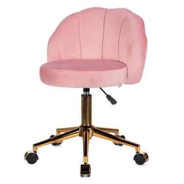 Imagem de Cadeira ANM9700S Petala Anima Office Revestida em Veludo Rosê Base Rod