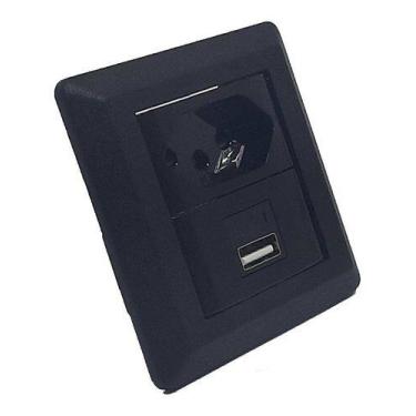 Imagem de Mini Espelho C/ 1 Tomada 10a 1 Usb Charger Embutir P Móveis - QTMOV