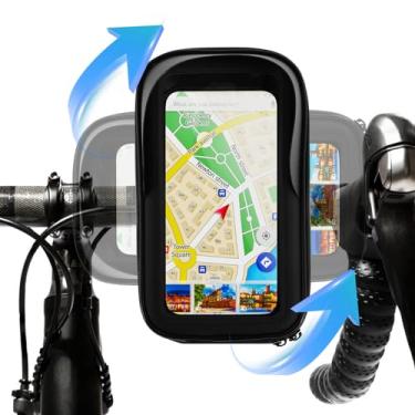 Imagem de RWWPJLLWHR Bolsa de suporte de telefone para bicicleta, impermeável, bolsa para guidão de bicicleta, rotação de 360°, bolsa de bicicleta, tela sensível ao toque, suporte para celular, acessórios para