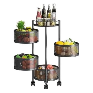 Imagem de Cesto Carrinho Organizador Multiuso Decoreção 4 Prateleiras com Rodinhas Dobravel METAL(4 redondo)