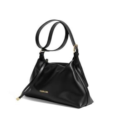 Imagem de Bolsa Feminina Couro Plutônio Média Impermeável Original ALWY Luxo Moderna (Preto)