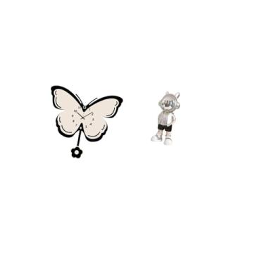 Imagem de Fenteer Relógio de Parede de Acrílico Borboleta para Escritório, Sala de Jantar, Quarto Infantil, Fazenda com Estátua de, Enfeite de Mesa, Punk, Cr