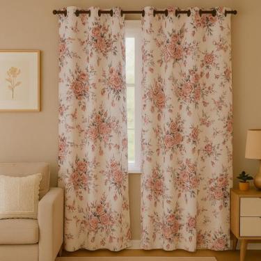 Imagem de Cortina de Sala Floral 2,00x2,50 m  Estampa de Flores Delicadas - Mari