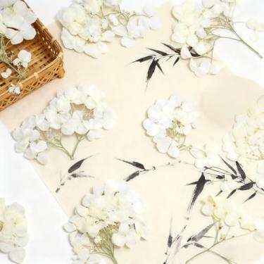 Imagem de 6 peças de hortênsia de flores artificiais com haste – para lacre de cera, convites de casamento e artesanato | Ideal para cartões comemorativos, caixas de presente, chá de bebê e decoração de