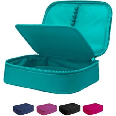 Imagem de Estojo Escolar Infantil Organizador Box Grande Com Divisória Bolsinha Lisa 2 Compartimentos 100 Lápis Unissex Material Escolar Resistente Verde