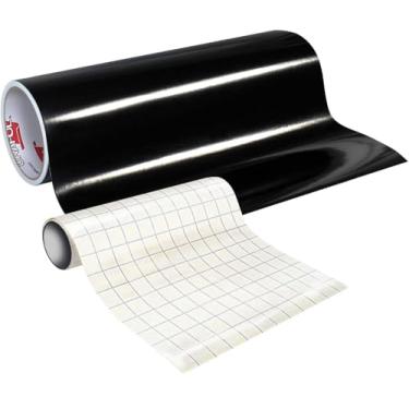 Imagem de ORACAL Vinil brilhante preto 651 – Vinil permanente para adesivos, placas, decalques, etiquetas e projetos de artesanato (61 cm x 7,6 m, com papel de transferência)