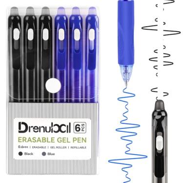 Imagem de Drenubal Pacote com 6 canetas apagáveis, canetas de gel de borracha, pacote com 6, caneta esferográfica, caneta apagável fina de 0,7 mm para uma experiência de escrita suave - perfeita para escola,