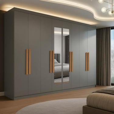 Imagem de Guarda-roupa Casal com Espelho 8 Portas 4 Gavetas Paris - Maxel