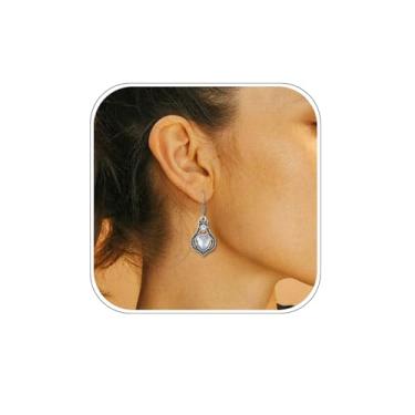 Imagem de Brincos vintage boêmios para mulheres, turquesa, pedra da lua, brincos pendentes, joias étnicas vintage, presente, One Size, Metal, Sem pedra preciosa