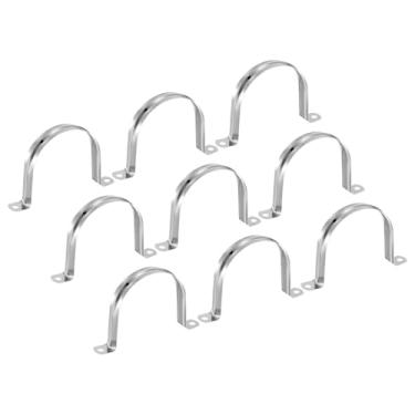 Imagem de PATIKIL Braçadeiras de conduíte de suporte em U de 2 furos de 9 peças, correia rígida de aço inoxidável de 9 peças para fixação de cabos de tubulação de água, mangueiras, tubos de combustível, prata