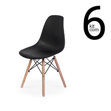 Imagem de Conjunto 6 Cadeiras Eames Dsw Preta