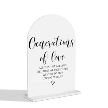 Imagem de Sinais de casamento, gerações de amor, sinal de casamento moderno para noivado, chá de panela, cerimônia, recepção, evento, festa de aniversário, mesa transparente, decoração acrílica