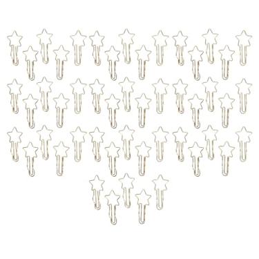 Imagem de Porta-canetas para notebooks Clipes de caneta em forma de estrela de metal 50 peças Porta-canetas douradas Forte força de fixação para documentos de organização doméstica da