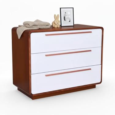 Imagem de Cômoda Infantil Wave Divicar com Cantos Redondos - 4 Gavetas, Design Moderno, Segura e Pintura Atóxica para Bebê (MEL/BRANCO)