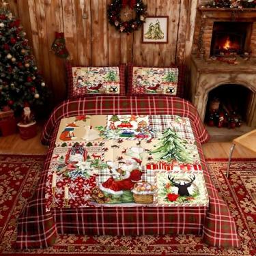 Imagem de Homewish Conjunto de Edredom Feliz Natal King Size, Conjunto de Cama de Chifre de Veado de Árvore de Natal, Conjunto de Colcha de Desenho Animado de Papai Noel para Crianças, Menin (Rei, Natal 14)