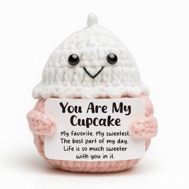 Imagem de FRBFRB Crochet Cupcake Romantic Gift for Her Him, Sentimental Anniversary Present for Wife Husband, Cute Valentines Day Keepsake for Girlfriend Boyfriend, Handmade You are My Cupcake Love Token Decor