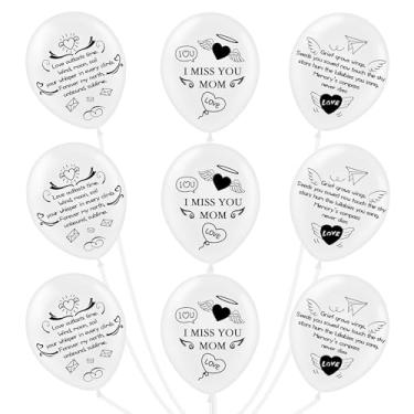 Imagem de Balões Miss You Mom Decoração de Lembrança de Funeral 30 Peças de 30 cm Balões Memoriais Brancos Mom para Liberação para Celebrar a Vida, Luto, Condolências, Serviços de Aniversário