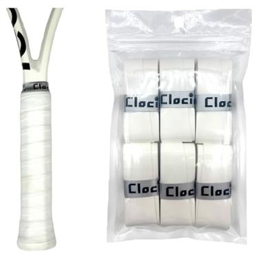 Imagem de Clocime Fita antiderrapante para tênis, padel, badmintion, raquete de pickleball, pacote com 6 (branco-T)