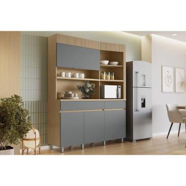 Imagem de Cozinha Compacta Realeza C- 4 Portas 5 Nichos E 2 Gavetas 160cm Carvalho-titânio - Nesher