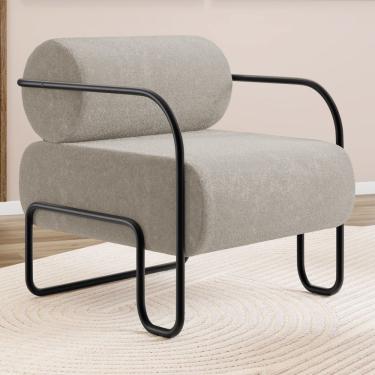 Imagem de Poltrona Decorativa Orgânica Living Miska Bouclê Bege - Desk Design